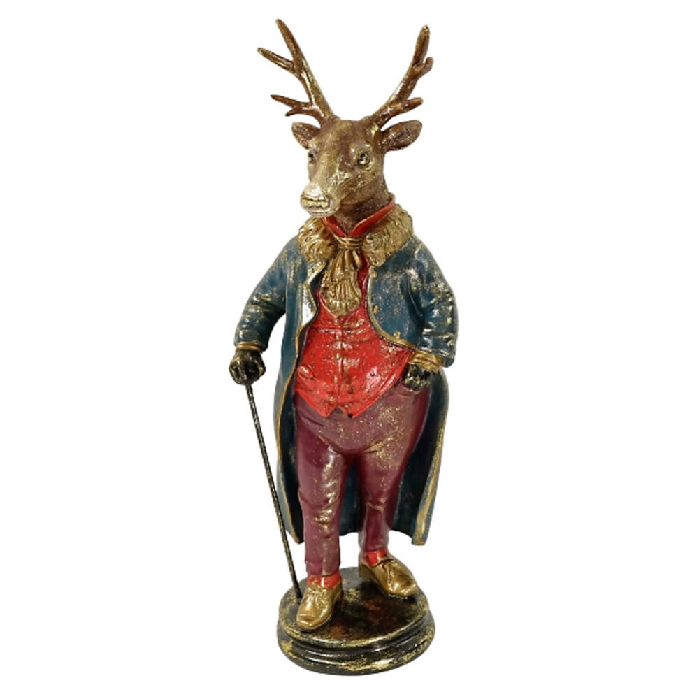 Werns - Beeld Dandy Hert met Wandelstok Multicolor 24x65cm