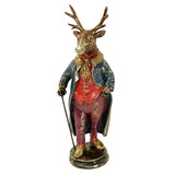 Werns - Beeld Dandy Hert met Wandelstok Multicolor 24x65cm Werns - Beeld Dandy Hert met Wandelstok Multicolor 24x65cm