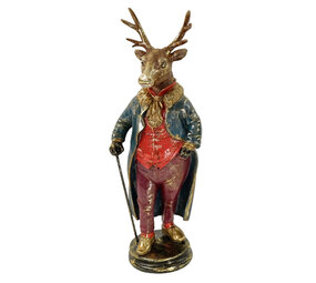 Werns - Beeld Dandy Hert met Wandelstok Multicolor 24x65cm Werns - Beeld Dandy Hert met Wandelstok Multicolor 24x65cm