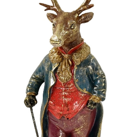 Werns - Beeld Dandy Hert met Wandelstok Multicolor 24x65cm