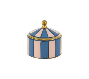 Doing Goods - Sieraaddoosje Circus Blauw Roze Gestreept 5x5cm Doing Goods - Sieraaddoosje Circus Blauw Roze Gestreept 5x5cm