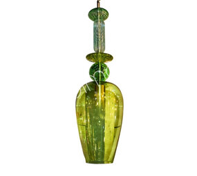 Colmore - Plafondlamp Kelk Groen Multicolor Glas 18x60cm