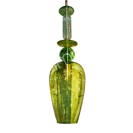 Colmore - Plafondlamp Kelk Groen Multicolor Glas 18x60cm
