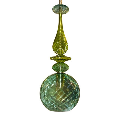 Colmore - Plafondlamp Bol Groen Multicolor Glas 20x60cm