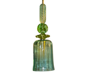 Colmore - Plafondlamp Klok Blauw Multicolor Glas 18x60cm Colmore - Plafondlamp Klok Blauw Multicolor Glas 18x60cm