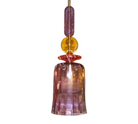 Colmore - Plafondlamp Klok Paars Multicolor Glas 18x60cm Colmore - Plafondlamp Klok Paars Multicolor Glas 18x60cm