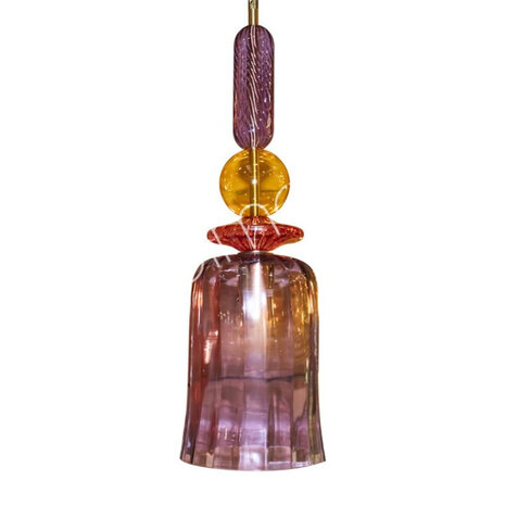 Colmore - Plafondlamp Klok Paars Multicolor Glas 18x60cm Colmore - Plafondlamp Klok Paars Multicolor Glas 18x60cm