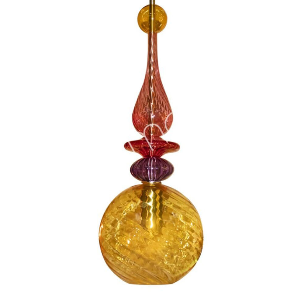 Colmore - Plafondlamp Bol Geel Multicolor Glas 20x60cm Colmore - Plafondlamp Bol Geel Multicolor Glas 20x60cm