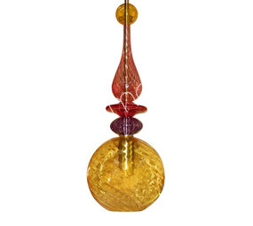 Colmore - Plafondlamp Bol Geel Multicolor Glas 20x60cm Colmore - Plafondlamp Bol Geel Multicolor Glas 20x60cm