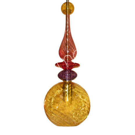 Colmore - Plafondlamp Bol Geel Multicolor Glas 20x60cm Colmore - Plafondlamp Bol Geel Multicolor Glas 20x60cm
