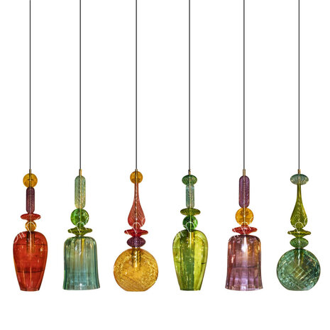 Colmore - Plafondlamp Bol Groen Multicolor Glas 20x60cm