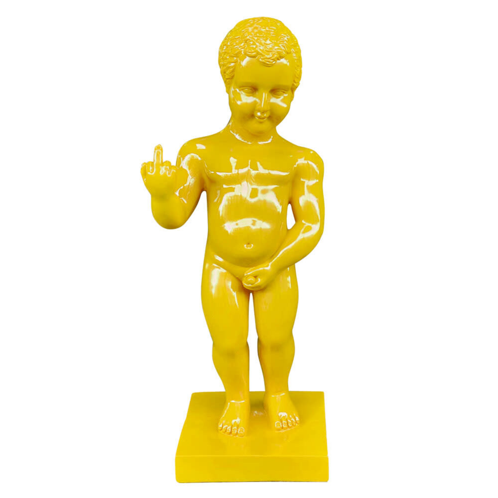 Melting Pot - Beeld Manneken Pis F*ck You Geel XL 25x60cm
