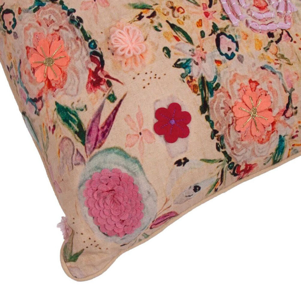 Imbarro - Sierkussen Jany Bloemen Multicolor Katoen 40x80cm Imbarro - Sierkussen Jany Bloemen Multicolor Katoen 40x80cm