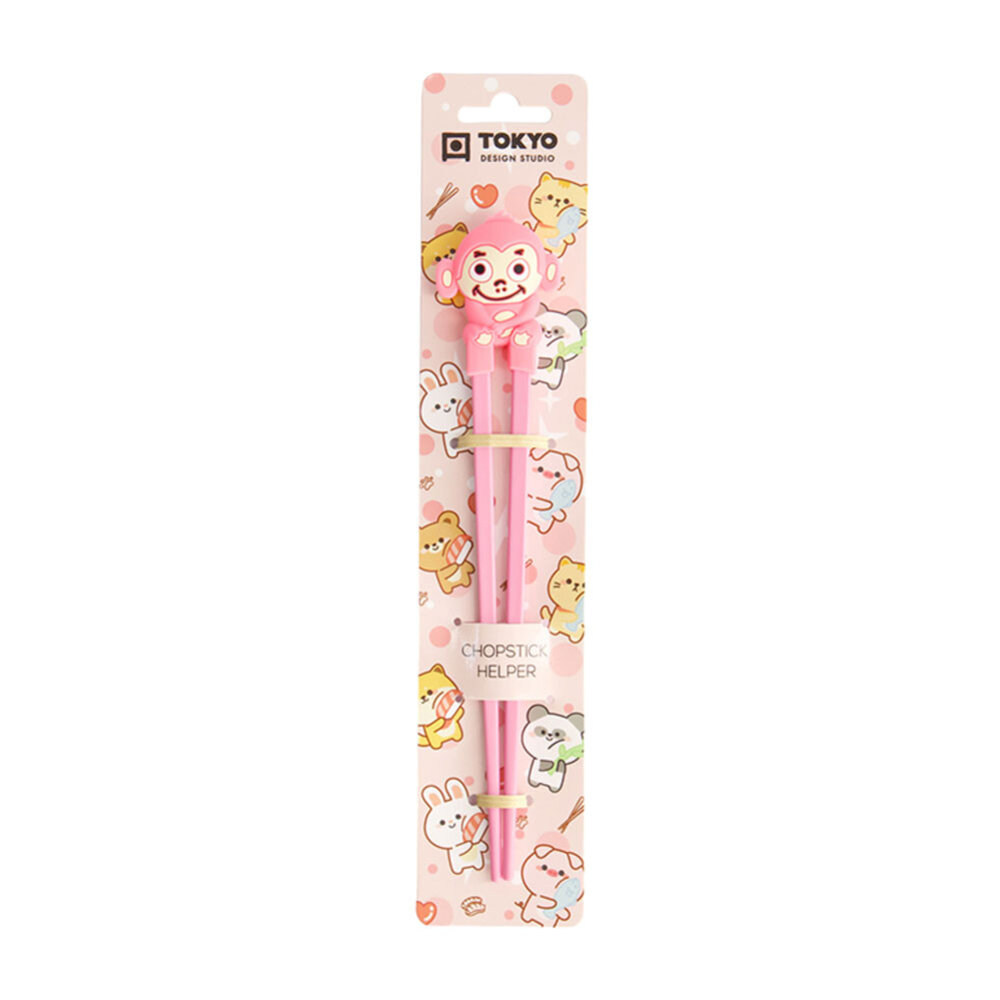 Tokyo Design Studio - Kinder Eetstokjes met Aapje Roze 22cm