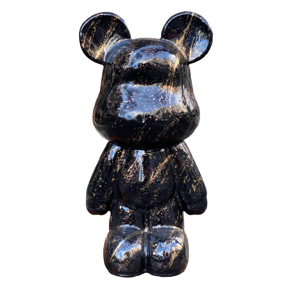 Melting Pot - Beeld Design Teddy Beer Zwart Splash Goud 26x47cm Melting Pot - Beeld Design Teddy Beer Zwart Splash Goud 26x47cm