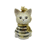 Melting Pot - Beeldje Poes Groen Wit met Gouden Muis 11x18cm Melting Pot - Beeldje Poes Groen Wit met Gouden Muis 11x18cm