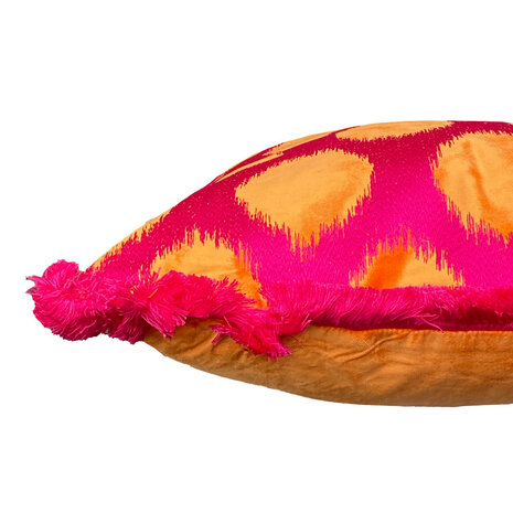 Colmore - Sierkussen Celina Cirkels Fuchsia Oranje 50x50cm franjes Colmore - Sierkussen Celina Cirkels Fuchsia Oranje 50x50cm franjes
