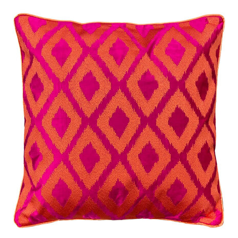 Colmore - Sierkussen Triangel Fuchsia Oranje 50x50cm bies Colmore - Sierkussen Triangel Fuchsia Oranje 50x50cm bies