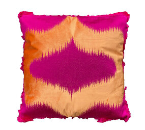 Colmore - Sierkussen Golf Fuchsia Oranje 50x50cm franjes Colmore - Sierkussen Golf Fuchsia Oranje 50x50cm franjes