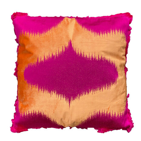 Colmore - Sierkussen Golf Fuchsia Oranje 50x50cm franjes Colmore - Sierkussen Golf Fuchsia Oranje 50x50cm franjes