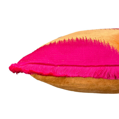 Colmore - Sierkussen Golf Fuchsia Oranje 50x50cm franjes Colmore - Sierkussen Golf Fuchsia Oranje 50x50cm franjes