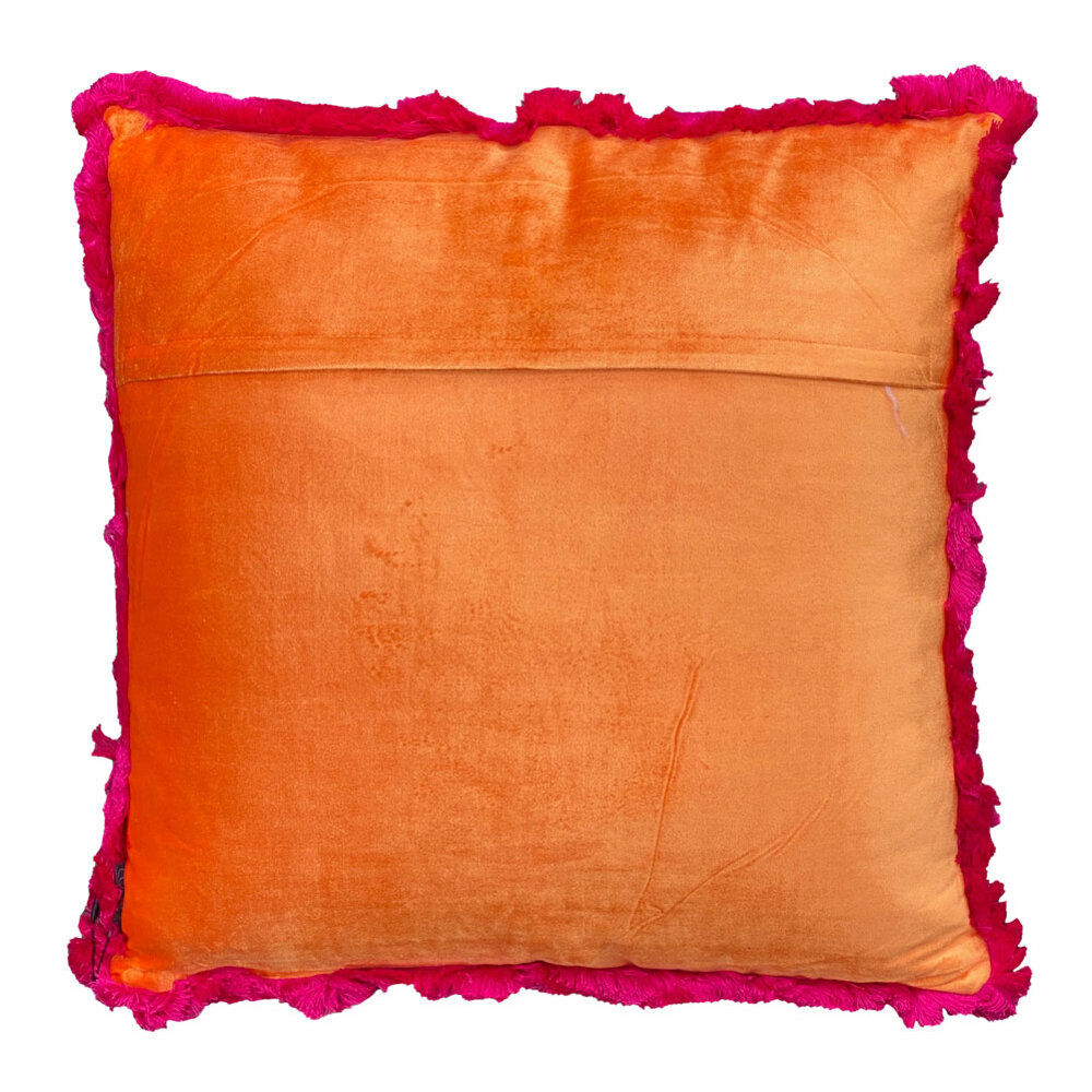 Colmore - Sierkussen Golf Fuchsia Oranje 50x50cm franjes Colmore - Sierkussen Golf Fuchsia Oranje 50x50cm franjes