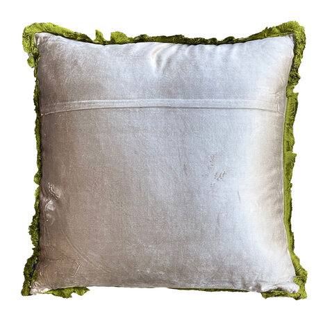 Colmore - Sierkussen Cirkels Groen Grijs Velours 50x50cm franjes Colmore - Sierkussen Cirkels Groen Grijs Velours 50x50cm franjes