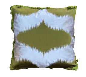 Colmore - Sierkussen Golf Groen Grijs Velours 50x50cm franjes Colmore - Sierkussen Golf Groen Grijs Velours 50x50cm franjes