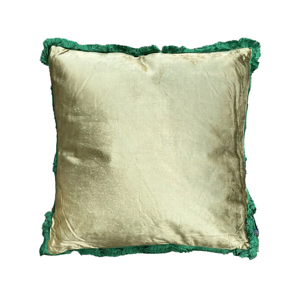 Colmore - Sierkussen Licht Groen Velours 45x45cm franjes groen