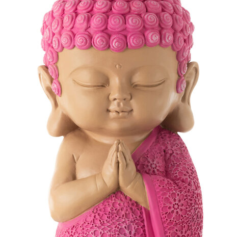 Melting Pot - Beeldje Boeddha Biddend Roze Kunststof 13x32cm Melting Pot - Beeldje Boeddha Biddend Roze Kunststof 13x32cm
