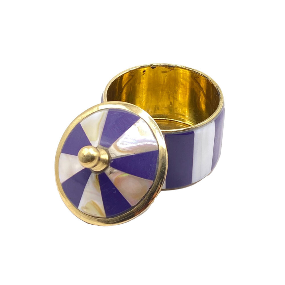 Melting Pot - Doosje Circus Paars-Wit Gestreept Messing 5x5cm Melting Pot - Doosje Circus Paars-Wit Gestreept Messing 5x5cm