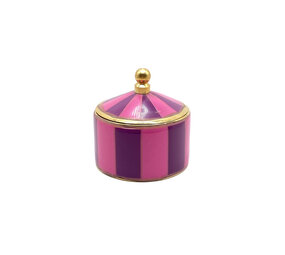 Melting Pot - Doosje Circus Paars-Roze Gestreept Messing 5x5cm Melting Pot - Doosje Circus Paars-Roze Gestreept Messing 5x5cm