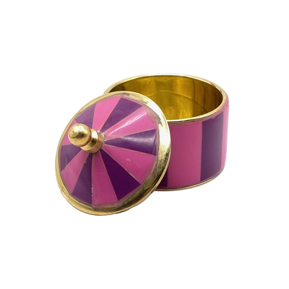 Melting Pot - Doosje Circus Paars-Roze Gestreept Messing 5x5cm Melting Pot - Doosje Circus Paars-Roze Gestreept Messing 5x5cm