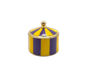 Melting Pot - Sieraaddoosje Circus Paars-Geel Gestreept Messing 5x5cm Melting Pot - Sieraaddoosje Circus Paars-Geel Gestreept Messing 5x5cm