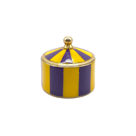 Melting Pot - Sieraaddoosje Circus Paars-Geel Gestreept Messing 5x5cm