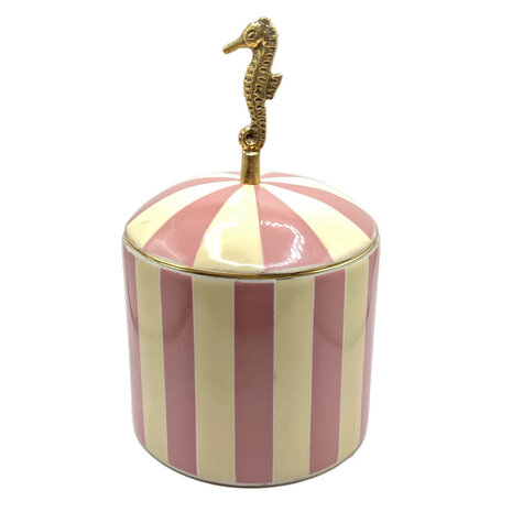 Melting Pot - Sieraaddoosje Circus Zeepaardje Roze-Creme Messing 9x16cm Melting Pot - Sieraaddoosje Circus Zeepaardje Roze-Creme Messing 9x16cm