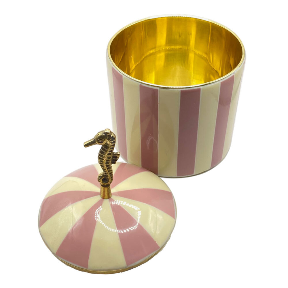 Melting Pot - Sieraaddoosje Circus Zeepaardje Roze-Creme Messing 9x16cm Melting Pot - Sieraaddoosje Circus Zeepaardje Roze-Creme Messing 9x16cm