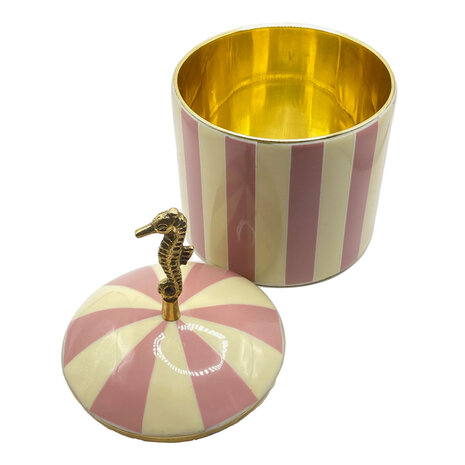Melting Pot - Doosje Circus Zeepaardje Roze-Creme Messing 9x16cm Melting Pot - Doosje Circus Zeepaardje Roze-Creme Messing 9x16cm