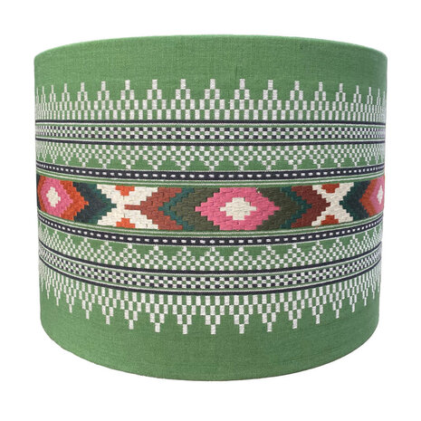 Melting Pot - Lampenkap Tikal Groen Multicolor 40x30cm geborduurd