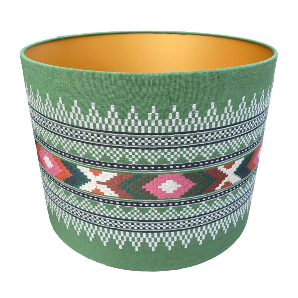 Melting Pot - Lampenkap Tikal Groen Multicolor 40x30cm geborduurd