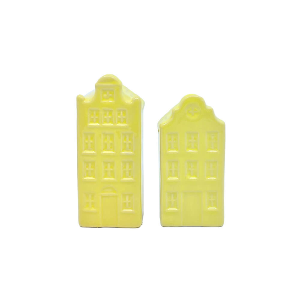 Melting Pot - Vaasjes Grachtenhuis Pastel Geel set/2 in 3 maten Melting Pot - Vaasjes Grachtenhuis Pastel Geel set/2 in 3 maten