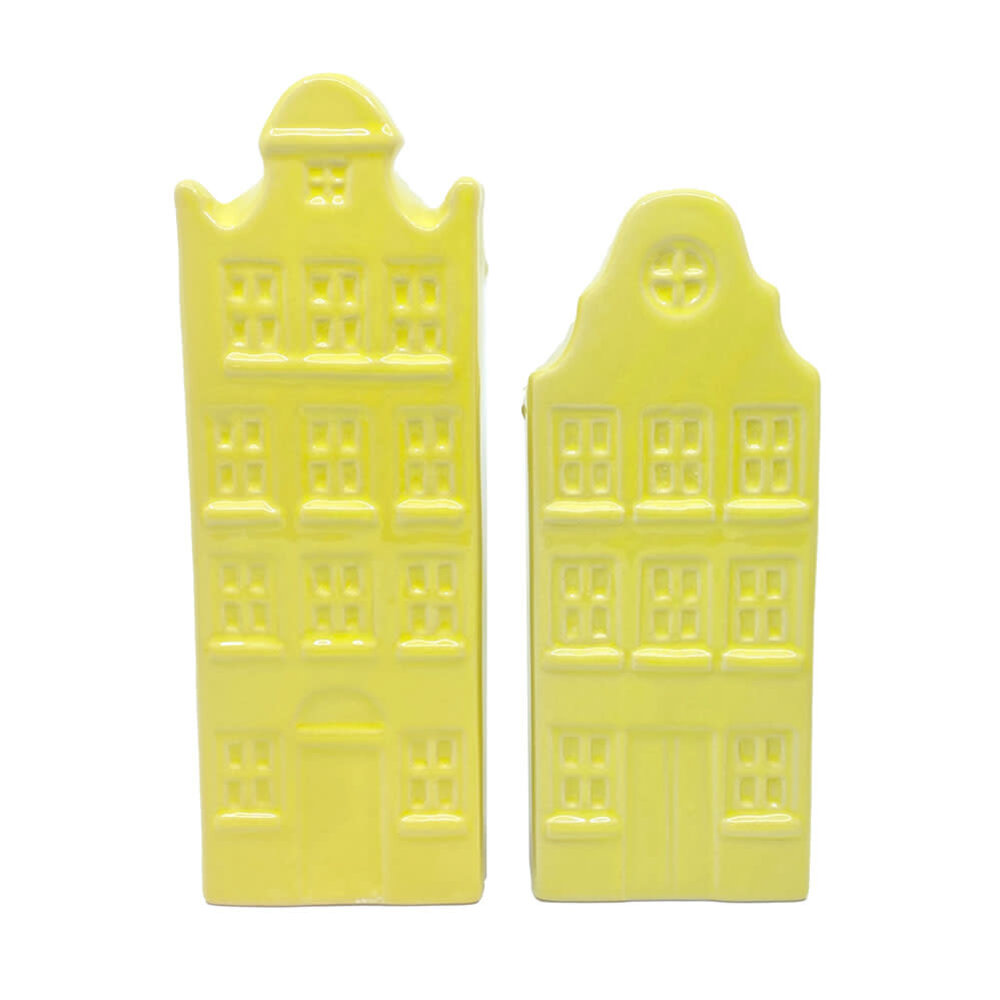Melting Pot - Vaasjes Grachtenhuis Pastel Geel set/2 in 3 maten Melting Pot - Vaasjes Grachtenhuis Pastel Geel set/2 in 3 maten