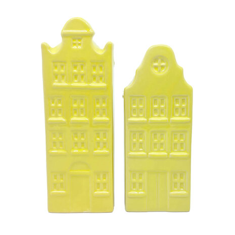 Melting Pot - Vaasjes Grachtenhuis Pastel Geel set/2 in 3 maten Melting Pot - Vaasjes Grachtenhuis Pastel Geel set/2 in 3 maten