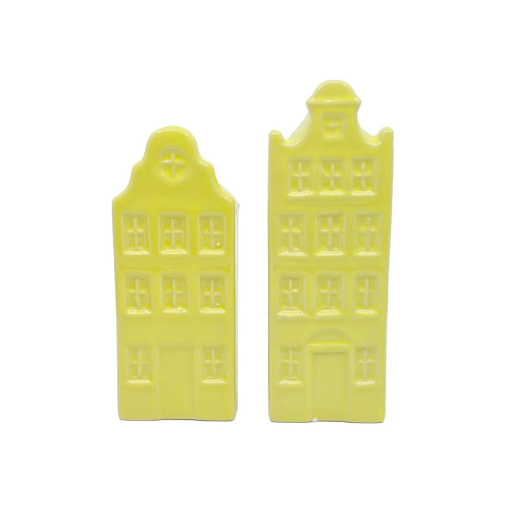 Melting Pot - Vaasjes Grachtenhuis Pastel Geel set/2 in 3 maten Melting Pot - Vaasjes Grachtenhuis Pastel Geel set/2 in 3 maten