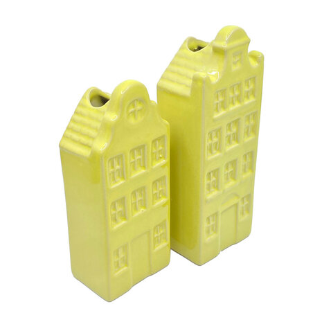 Melting Pot - Vaasjes Grachtenhuis Pastel Geel set/2 in 3 maten Melting Pot - Vaasjes Grachtenhuis Pastel Geel set/2 in 3 maten