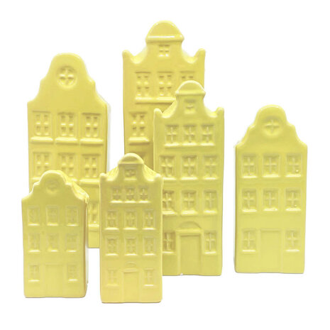 Melting Pot - Vaasjes Grachtenhuis Pastel Geel set/2 in 3 maten Melting Pot - Vaasjes Grachtenhuis Pastel Geel set/2 in 3 maten
