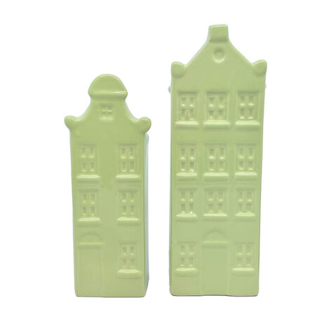Melting Pot - Vaasjes Grachtenhuis Pastel Groen set/2 in 3 maten Melting Pot - Vaasjes Grachtenhuis Pastel Groen set/2 in 3 maten