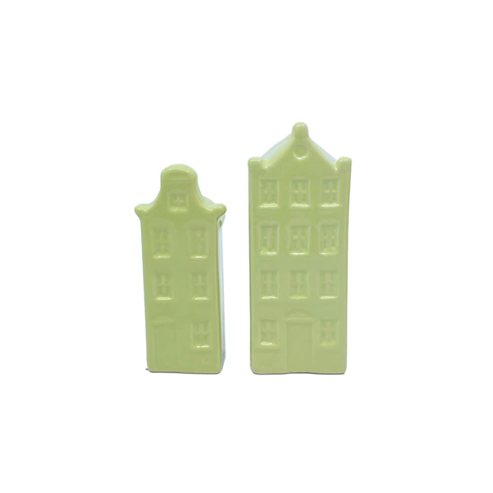 Melting Pot - Vaasjes Grachtenhuis Pastel Groen set/2 in 3 maten Melting Pot - Vaasjes Grachtenhuis Pastel Groen set/2 in 3 maten
