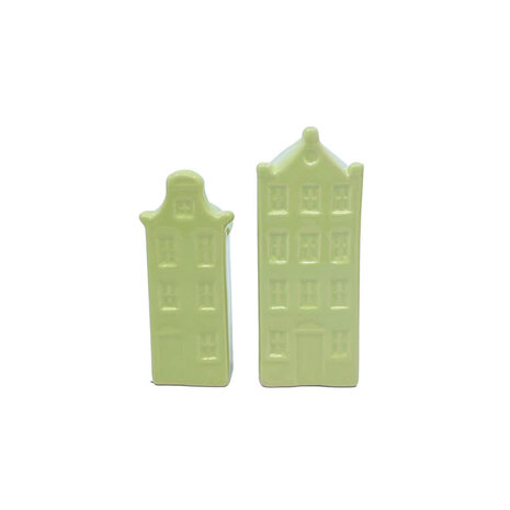 Melting Pot - Vaasjes Grachtenhuis Pastel Groen set/2 in 3 maten Melting Pot - Vaasjes Grachtenhuis Pastel Groen set/2 in 3 maten