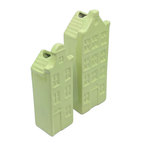 Melting Pot - Vaasjes Grachtenhuis Pastel Groen set/2 in 3 maten Melting Pot - Vaasjes Grachtenhuis Pastel Groen set/2 in 3 maten